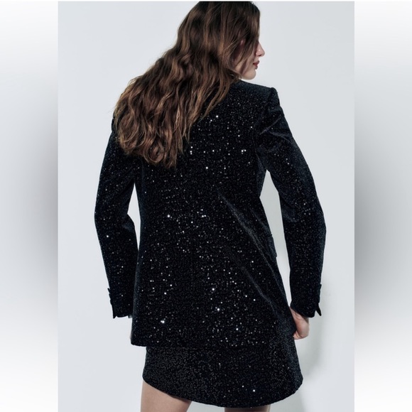 ZARA VELVET SEQUIN BLAZER ZW COLLECTION - Picture 6 of 16